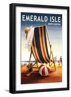 Emerald Isle, North Carolina - Beach Chair and Ball-Lantern Press-Framed Art Print