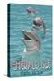 Emerald Isle, North Carolina - Dolphins Swimming-Lantern Press-Stretched Canvas