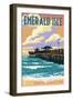 Emerald Isle, North Carolina - Fishing Pier-Lantern Press-Framed Art Print