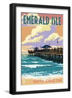 Emerald Isle, North Carolina - Fishing Pier-Lantern Press-Framed Art Print