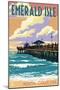 Emerald Isle, North Carolina - Fishing Pier-Lantern Press-Mounted Art Print