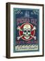 Emerald Isle, North Carolina - Skull and Crossbones Sign-Lantern Press-Framed Art Print