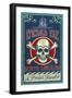 Emerald Isle, North Carolina - Skull and Crossbones Sign-Lantern Press-Framed Art Print