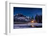 Emerald Lake Lodge in Banff, Canada during winter with snow and mountains at night with starry sky-David Chang-Framed Photographic Print