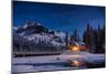 Emerald Lake Lodge in Banff, Canada during winter with snow and mountains at night with starry sky-David Chang-Mounted Photographic Print