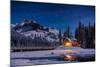 Emerald Lake Lodge in Banff, Canada during winter with snow and mountains at night with starry sky-David Chang-Mounted Photographic Print