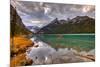 Emerald Lake Louise & Canoe-null-Mounted Premium Giclee Print