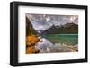 Emerald Lake Louise & Canoe-null-Framed Art Print