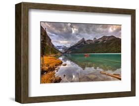 Emerald Lake Louise & Canoe-null-Framed Art Print