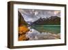 Emerald Lake Louise & Canoe-null-Framed Art Print