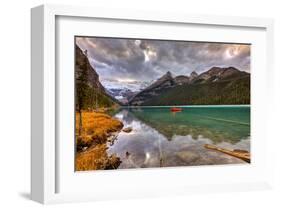 Emerald Lake Louise & Canoe-null-Framed Art Print