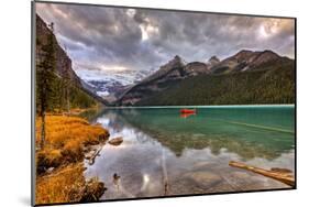 Emerald Lake Louise & Canoe-null-Mounted Art Print