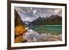 Emerald Lake Louise & Canoe-null-Framed Art Print