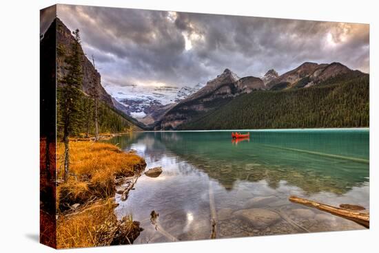 Emerald Lake Louise & Canoe-null-Stretched Canvas