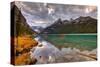 Emerald Lake Louise & Canoe-null-Stretched Canvas