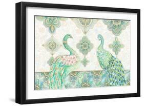 Emerald Peacock Rectangle-Janice Gaynor-Framed Art Print