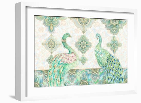 Emerald Peacock Rectangle-Janice Gaynor-Framed Art Print