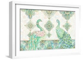 Emerald Peacock Rectangle-Janice Gaynor-Framed Art Print