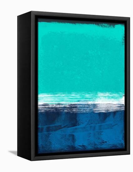Emerald Sky and Navy Blue Abstract Study-Emma Moore-Framed Stretched Canvas