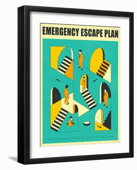 Emergency Escape Plan 1-Jazzberry Blue-Framed Art Print