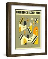 Emergency Escape Plan 3-Jazzberry Blue-Framed Art Print