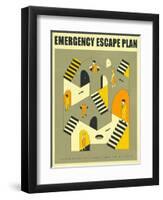 Emergency Escape Plan 3-Jazzberry Blue-Framed Art Print