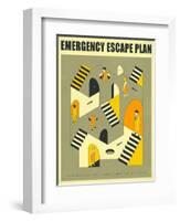 Emergency Escape Plan 3-Jazzberry Blue-Framed Art Print