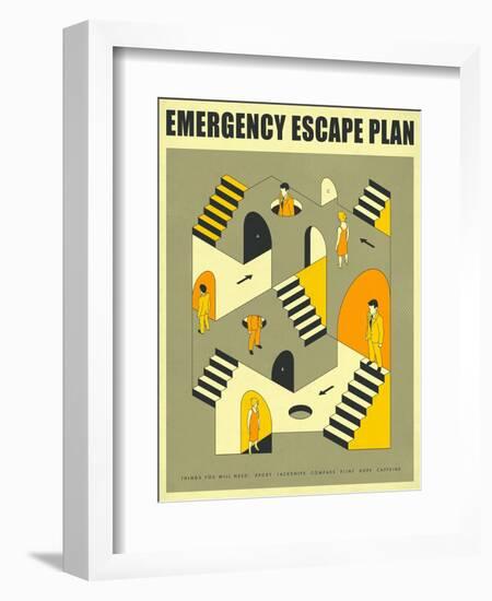 Emergency Escape Plan 3-Jazzberry Blue-Framed Art Print