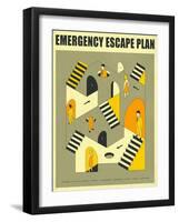 Emergency Escape Plan 3-Jazzberry Blue-Framed Art Print