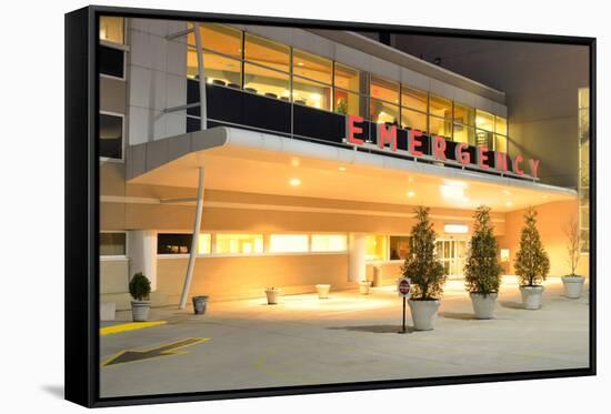 Emergency Room Entrance at a Hospital at Night.-SeanPavonePhoto-Framed Stretched Canvas