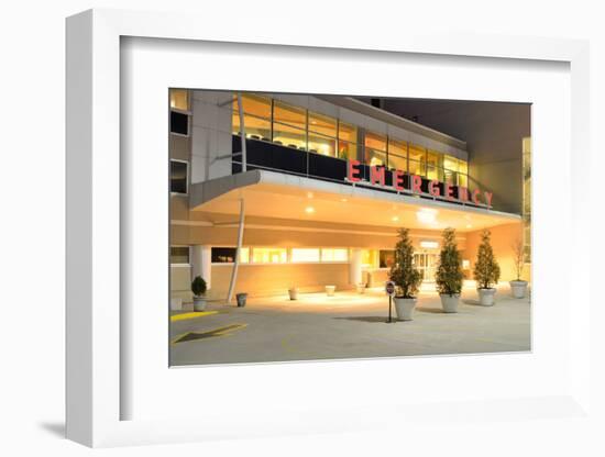 Emergency Room Entrance at a Hospital at Night.-SeanPavonePhoto-Framed Photographic Print