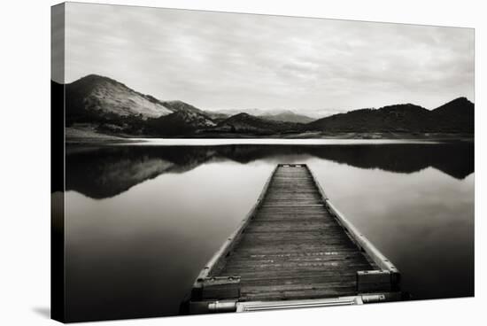 Emigrant Lake Dock I in Black and White-Shane Settle-Stretched Canvas