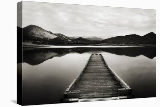 Emigrant Lake Dock I in Black and White-Shane Settle-Stretched Canvas