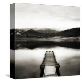 Emigrant Lake Dock II in Black and White-Shane Settle-Stretched Canvas