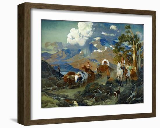 Emigrant Train at Donner Lake-David Johnson-Framed Art Print