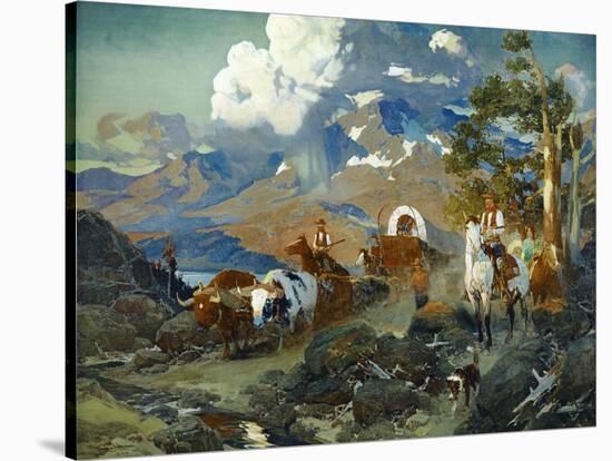 Emigrant Train at Donner Lake-Frank Tenney Johnson-Stretched Canvas