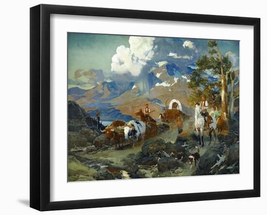 Emigrant Train at Donner Lake-Frank Tenney Johnson-Framed Art Print