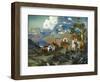 Emigrant Train at Donner Lake-Frank Tenney Johnson-Framed Art Print