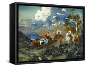 Emigrant Train at Donner Lake-Frank Tenney Johnson-Framed Stretched Canvas