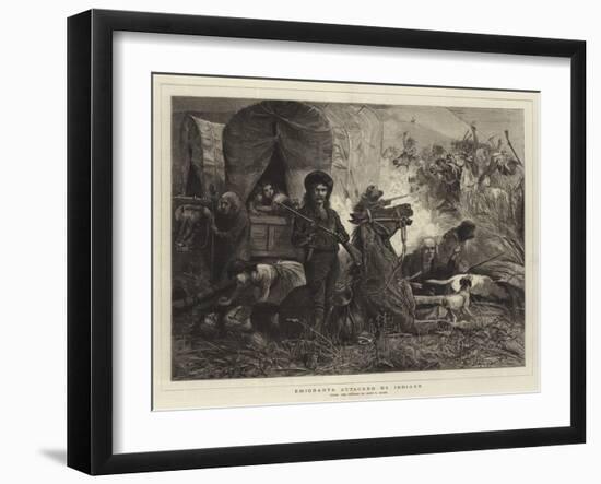 Emigrants Attacked by Indians-null-Framed Giclee Print