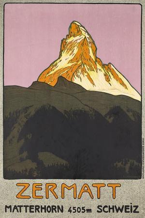 Zermatt. Plakatwerbung für Zermatt in der Schweiz. 1908