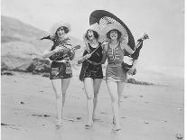 Frolicsome Trio of American Bathing Beauties Wearing the Latest Swimsuit Costumes-Emil Otto Hopp?-Framed Stretched Canvas
