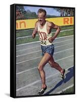 Emil Zatopek of Czechoslovakia, Olympic Gold Medalist in the 10,000m Race at the 1948 London…-null-Framed Stretched Canvas