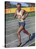 Emil Zatopek of Czechoslovakia, Olympic Gold Medalist in the 10,000m Race at the 1948 London…-null-Stretched Canvas