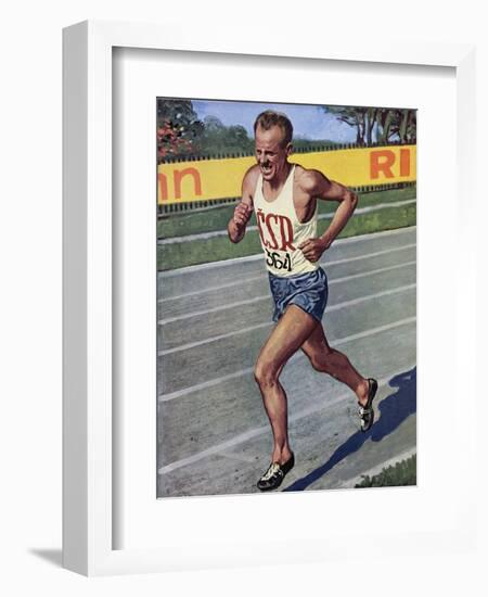 Emil Zatopek of Czechoslovakia, Olympic Gold Medalist in the 10,000m Race at the 1948 London…-null-Framed Giclee Print