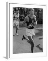 Emil Zatopek Running in Marathon at 1952 Olympics-null-Framed Premium Photographic Print