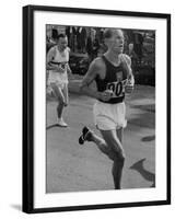 Emil Zatopek Running in Marathon at 1952 Olympics-null-Framed Premium Photographic Print