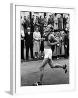 Emil Zatopek Running in Marathon at 1952 Olympics-null-Framed Premium Photographic Print