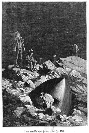 Illustration from "From the Earth to the Moon" by Jules Verne (1828-1905) Paris, Hetzel