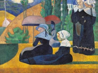 Brittany Women with Umbrellas